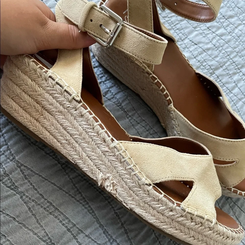 Franco Sarto Beige Suede Espadrille Platform Sandals